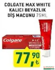 COLGATE MAX WHİTE KALICI BEYAZLIK DİŞ MACUNU 75 ML fiyat ve kampanya bilgisi